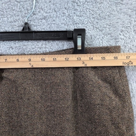 Vintage Eddie Bauer Brown Wool Blend Knee Length Skirt, Women's Size 14, Lined - Picture 3 of 8
